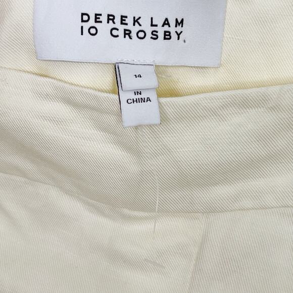 New Derek Lam 10 Crosby Kiana Pleated Asymmetrical Mini Skirt 14 Cotton Linen - Picture 7 of 12